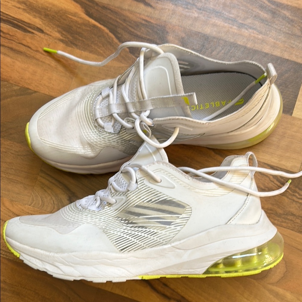 White and Yellow Athletic Sneakers